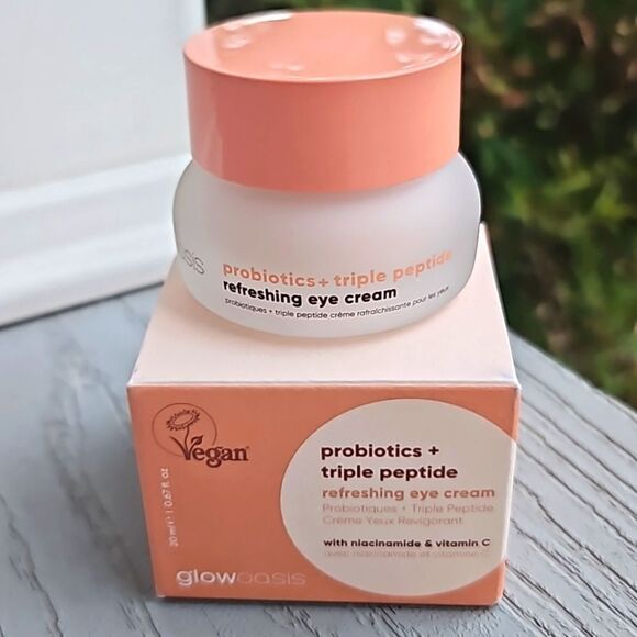 GLOWOASIS VEGAN Probiotics triple peptide REFRESHING EYE CREAM w Niacinamide - Picture 1 of 16